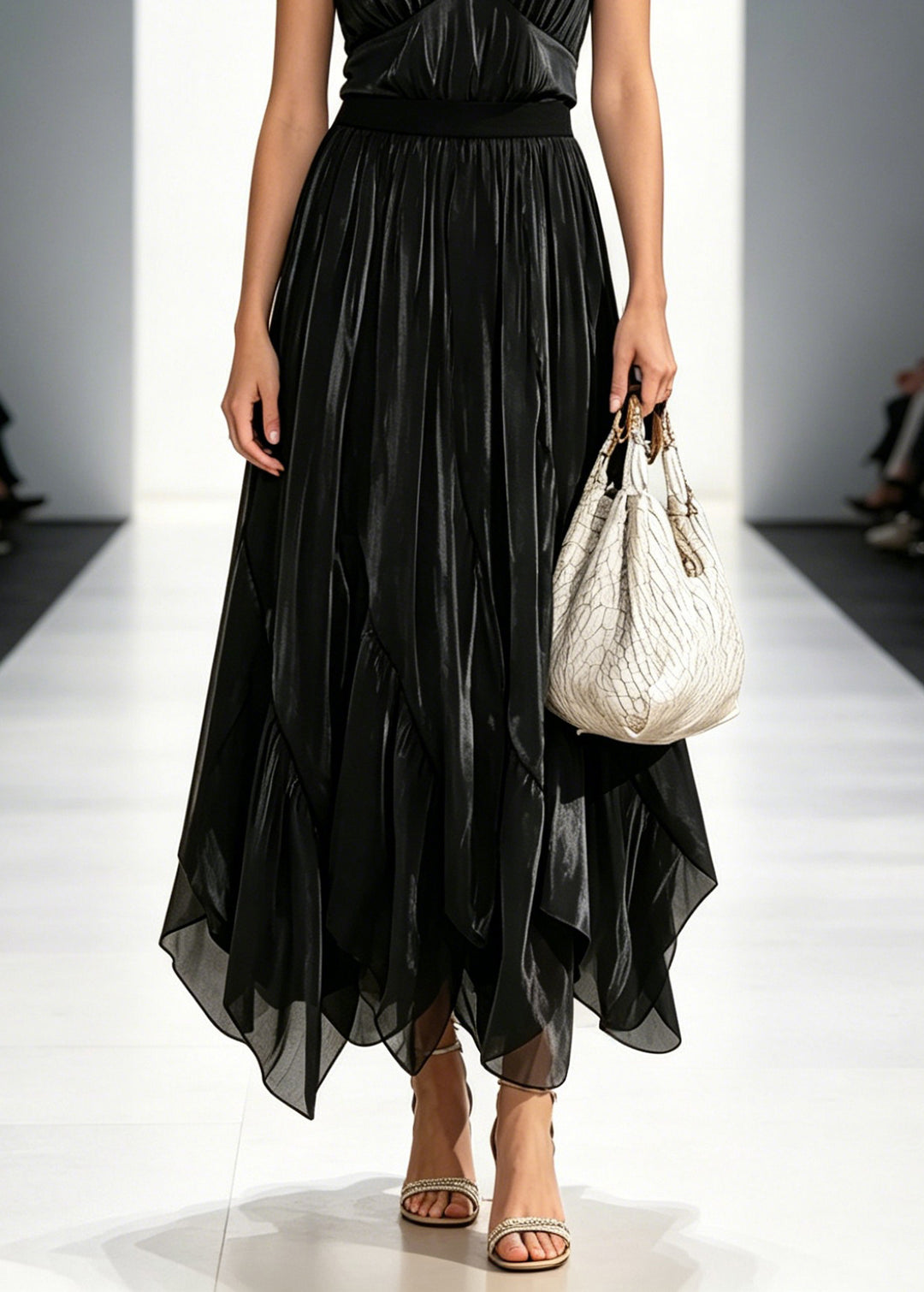 Handmade Black Patchwork Tulle A Line Skirts