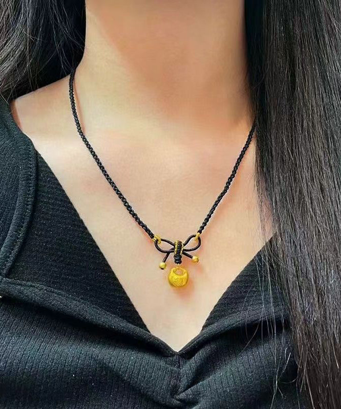 Handmade Black Sterling Silver Overgild Lucky Bag Pendant Necklace