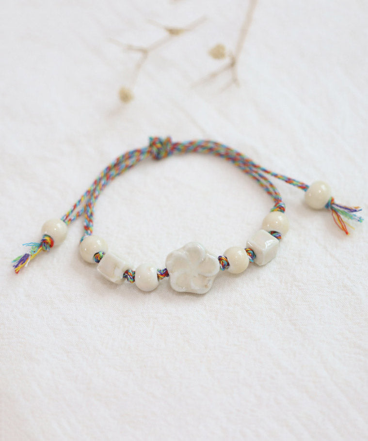 Handmade Blue Weave Ceramic Beading Owl Charm Bracelet