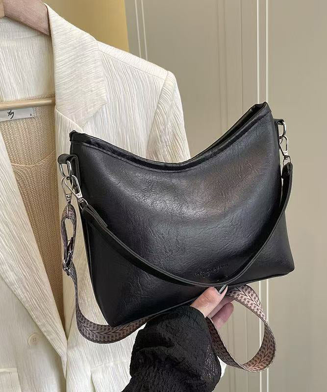 Handmade Brown Fuzzy Ball Decorated Faux Leather Side Pack