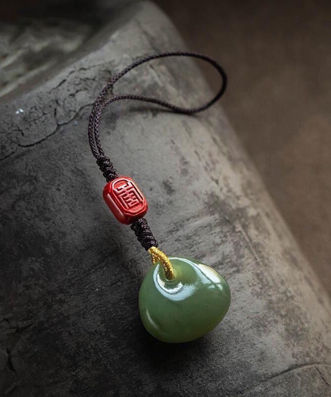 Handmade Brown Weave Jade Ruyi Lock Phone Chains