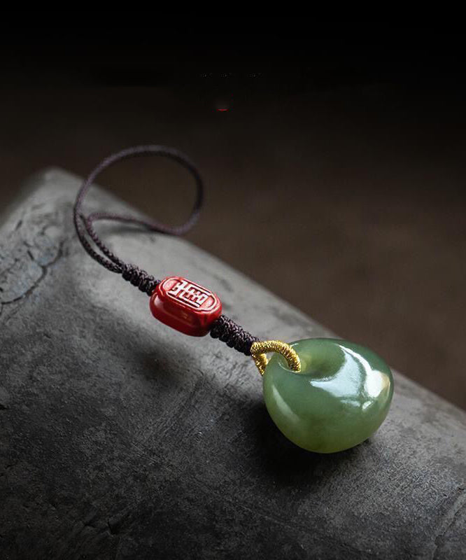 Handmade Brown Weave Jade Ruyi Lock Phone Chains