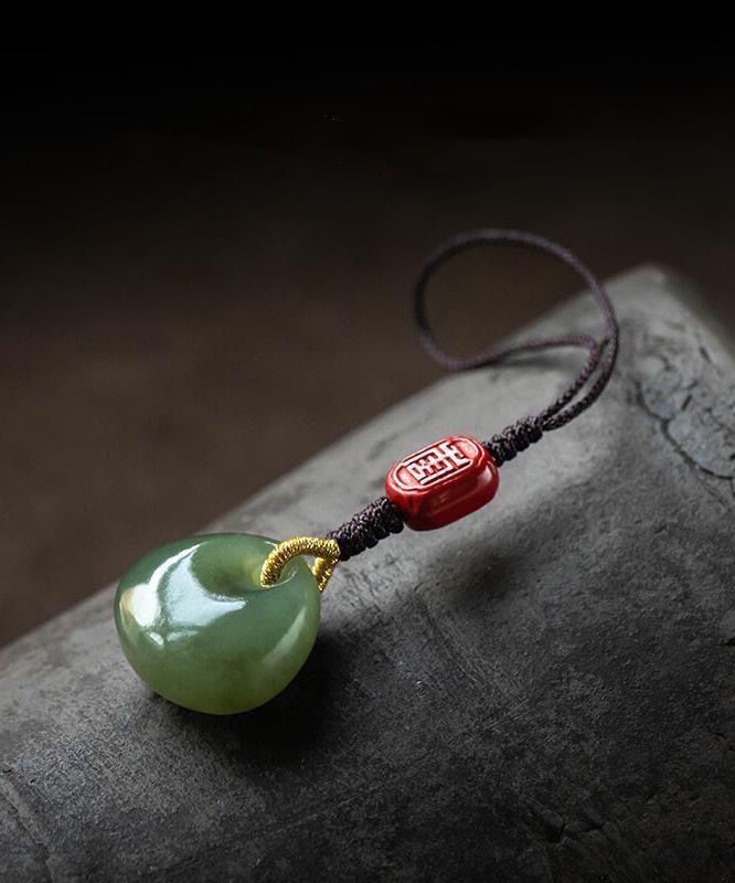 Handmade Brown Weave Jade Ruyi Lock Phone Chains