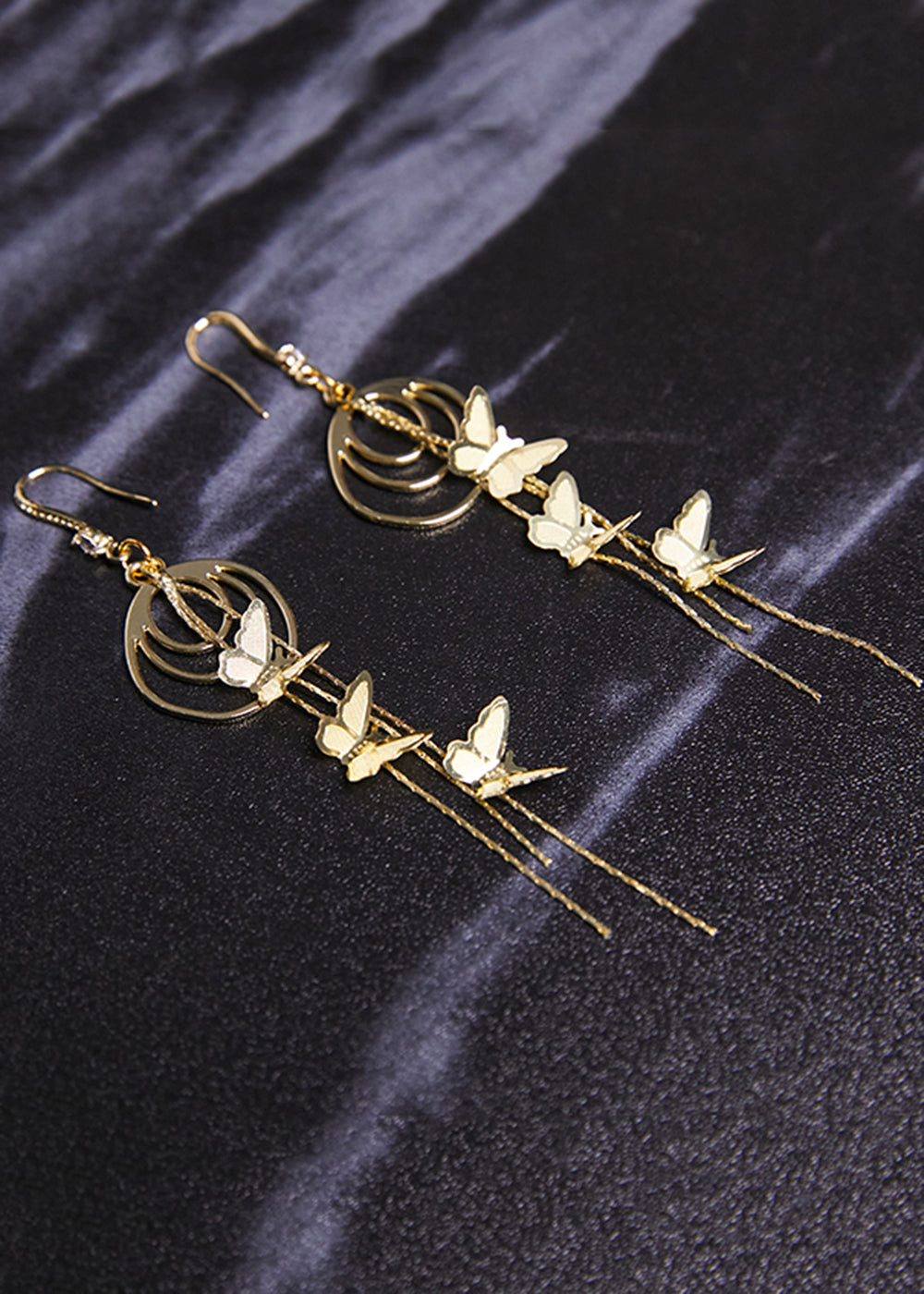 Handmade Butterfly 14K Gold Tassels Drop Earrings - Omychic