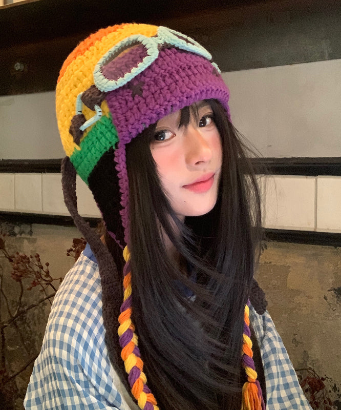 Handmade Colorblock Cute Knit Bonnie Hat