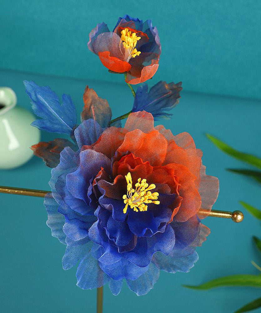 Handmade Colorblock Tulle Butterfly Floral Two-Piece Set Hairpin