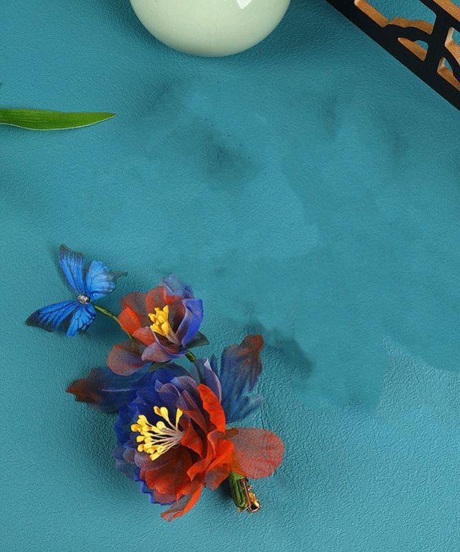 Handmade Colorblock Tulle Butterfly Floral Two-Piece Set Hairpin