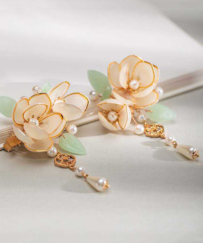 Handmade Gold Alloy Pear Petal Tassel Girls Hairpin