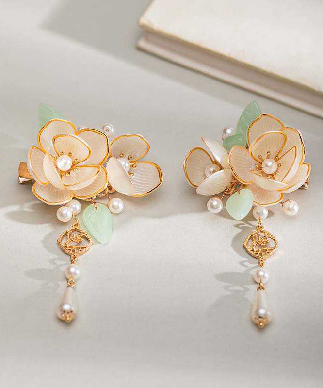 Handmade Gold Alloy Pear Petal Tassel Girls Hairpin