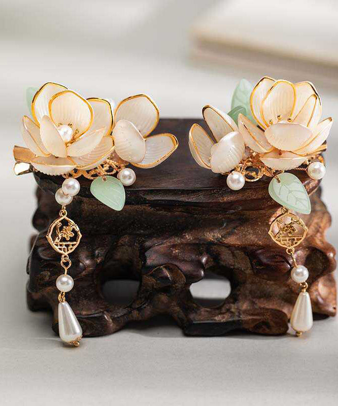 Handmade Gold Alloy Pear Petal Tassel Girls Hairpin