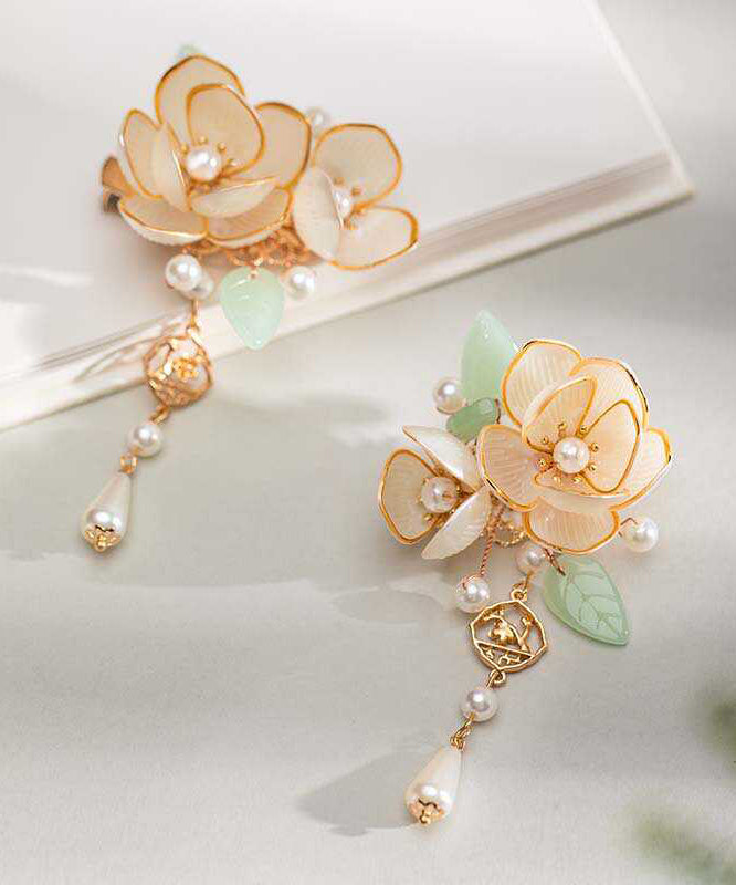 Handmade Gold Alloy Pear Petal Tassel Girls Hairpin