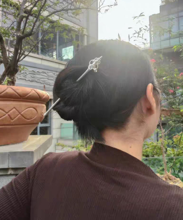 Handmade Gold Hollow Out Zen Staff Gold Plated Hairpin - Omychic