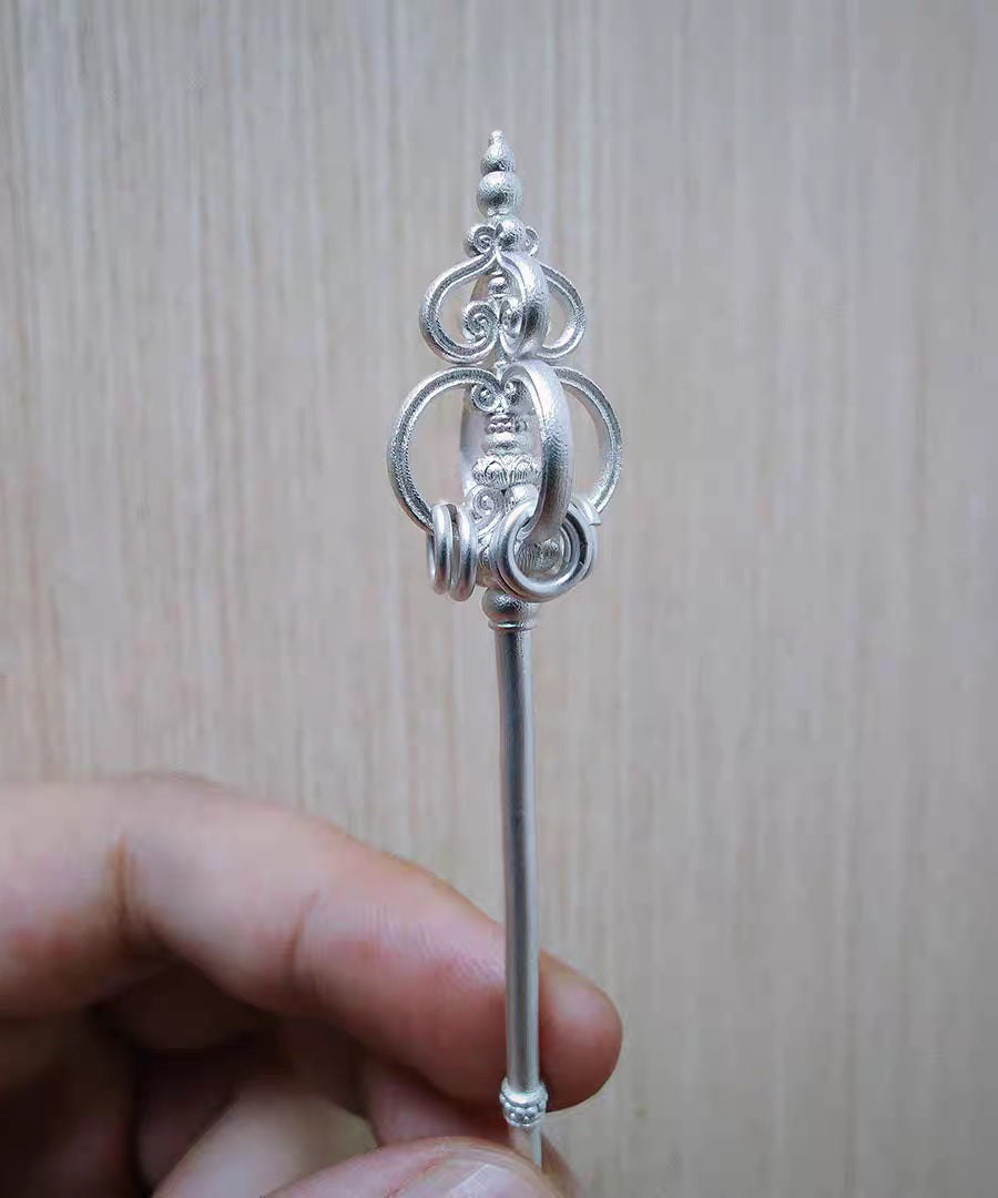 Handmade Gold Hollow Out Zen Staff Gold Plated Hairpin - Omychic