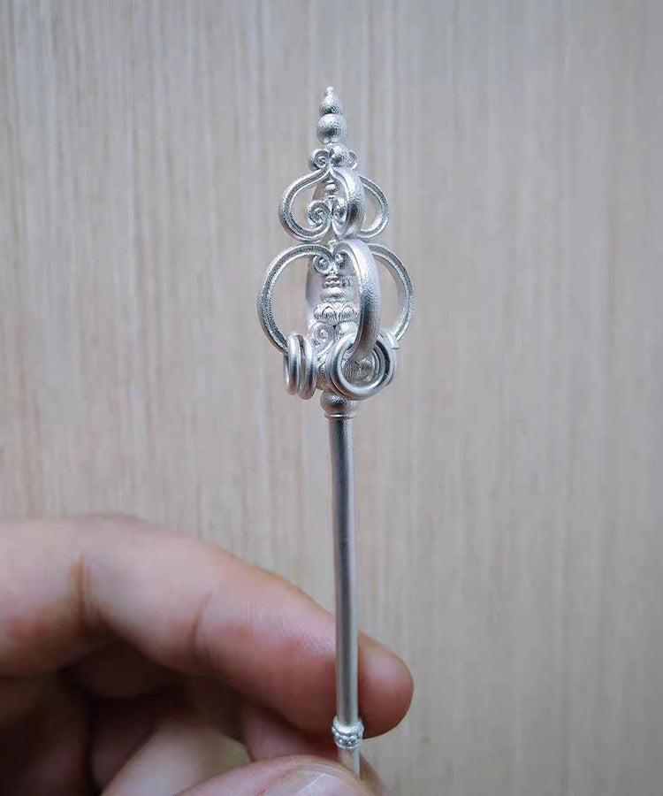 Handmade Gold Hollow Out Zen Staff Gold Plated Hairpin - Omychic