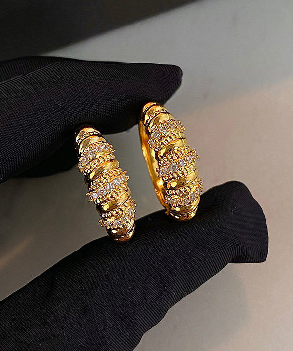 Handmade Gold Zircon Hemp Flowers Adjustable Gold Plated Rings