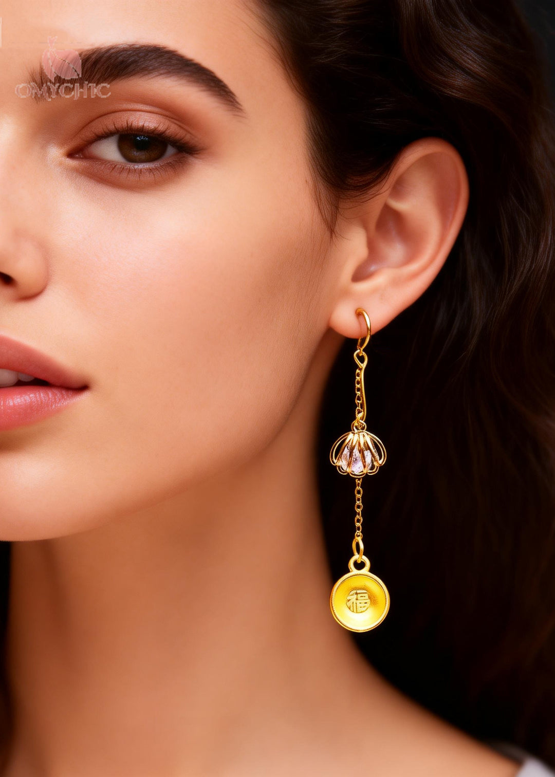 Handmade Golden Bowl 14K Gold Drop Earrings