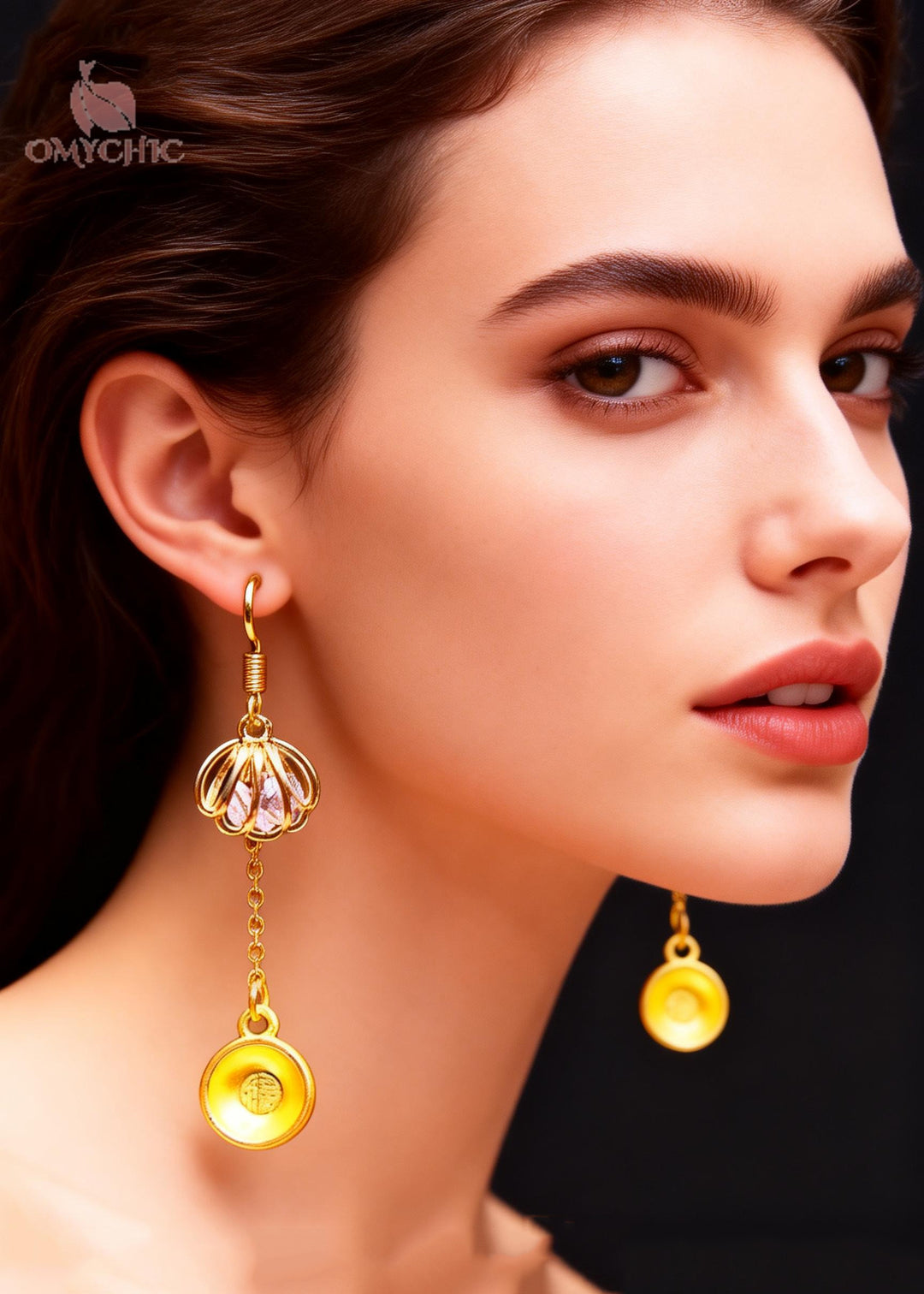 Handmade Golden Bowl 14K Gold Drop Earrings