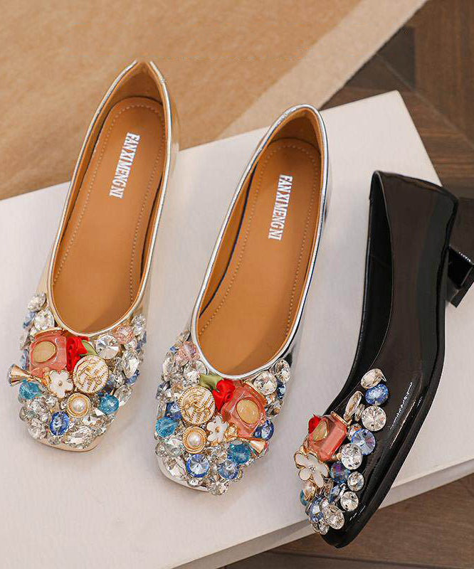 Handmade Golden Flat Feet Shoes Rhinestone Flat Feet Shoes