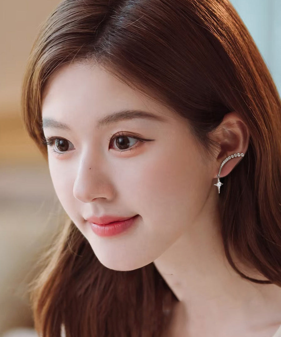 Handmade Golden Star Tasseled Zircon Drop Earrings - Omychic