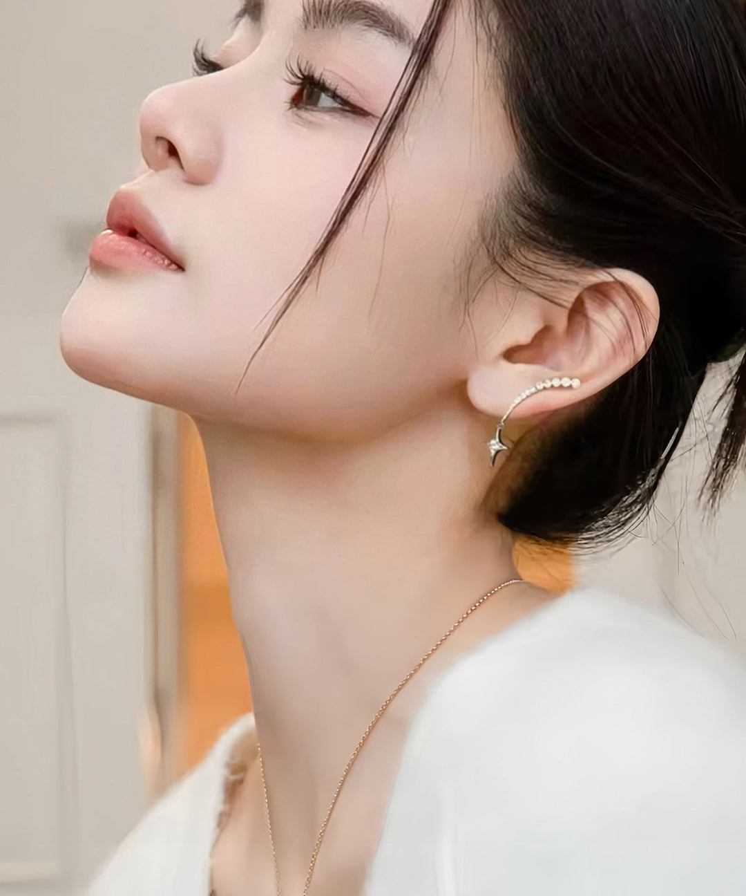 Handmade Golden Star Tasseled Zircon Drop Earrings - Omychic