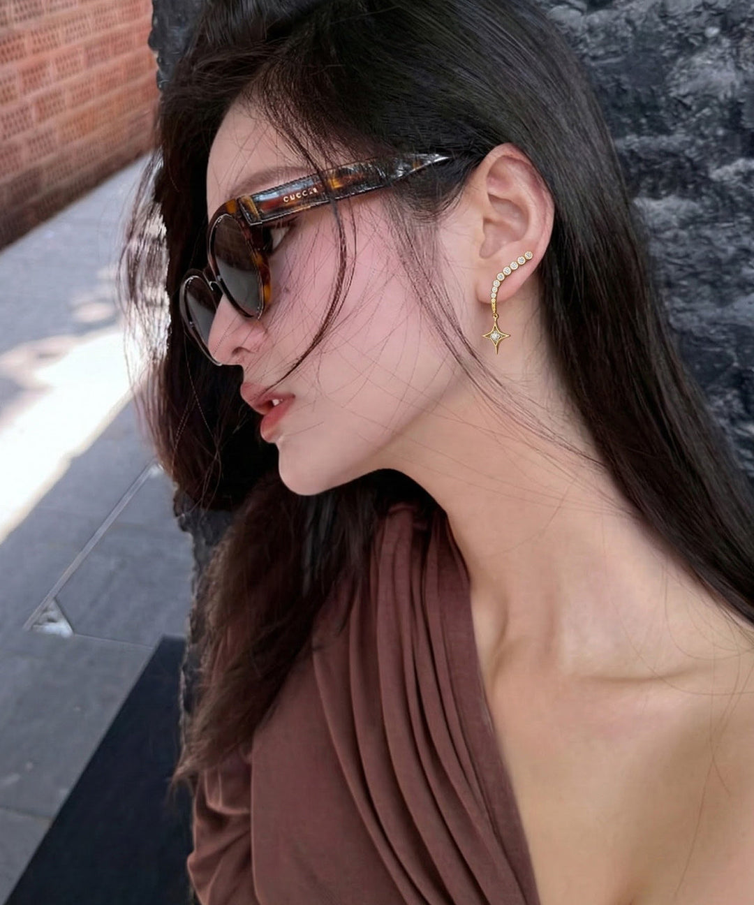 Handmade Golden Star Tasseled Zircon Drop Earrings - Omychic