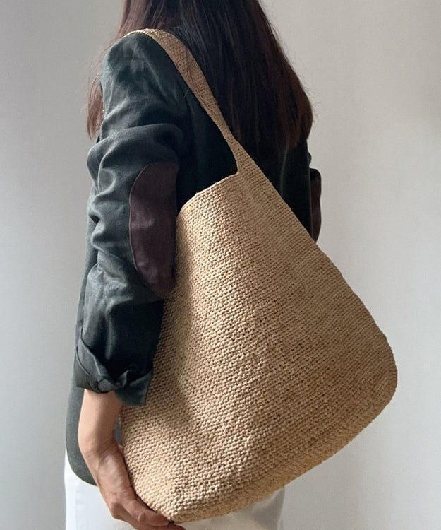 Handmade Grass Woven French Style Large Capacity Shoulder Bag