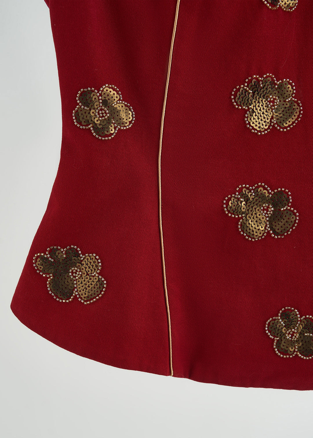 Handmade Mulberry Mandarin Collar Sequins Flower Cotton Vests Fall