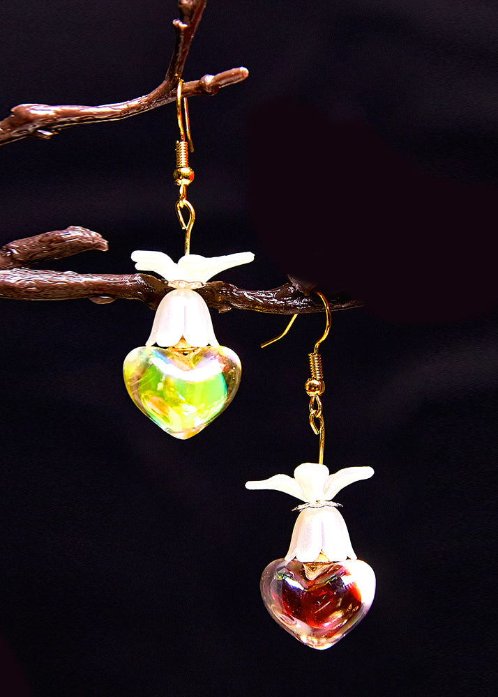 Handmade Multicolour Heart-shaped Asymmetric Acrylic Drop Earrings