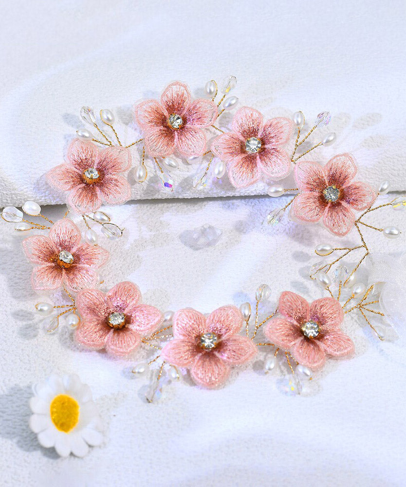 Handmade Orange Weave Pearl Floral HairPiece