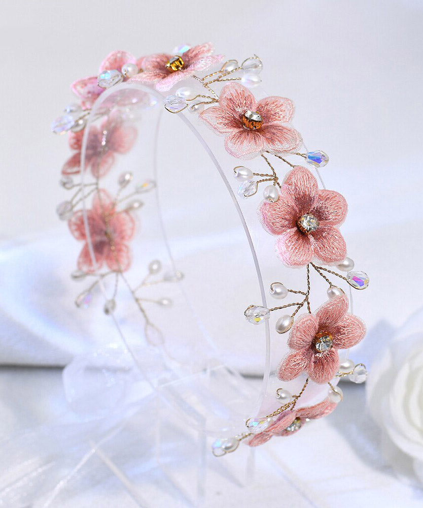 Handmade Orange Weave Pearl Floral HairPiece
