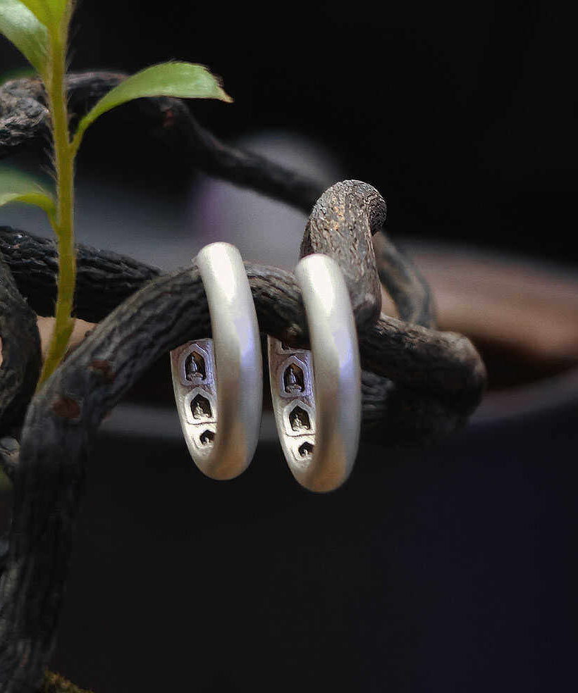 Handmade Original Design Silver Hoop Earrings - Omychic