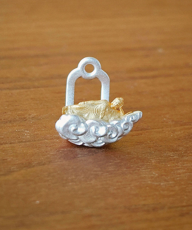 Handmade Original Tiankai Sleeping Buddha Silver Stud Earrings - Omychic