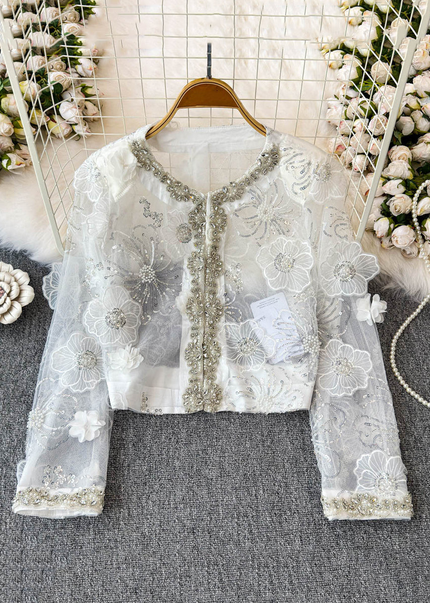 Handmade Pink Sequins Pearl Tulle Coats Spring