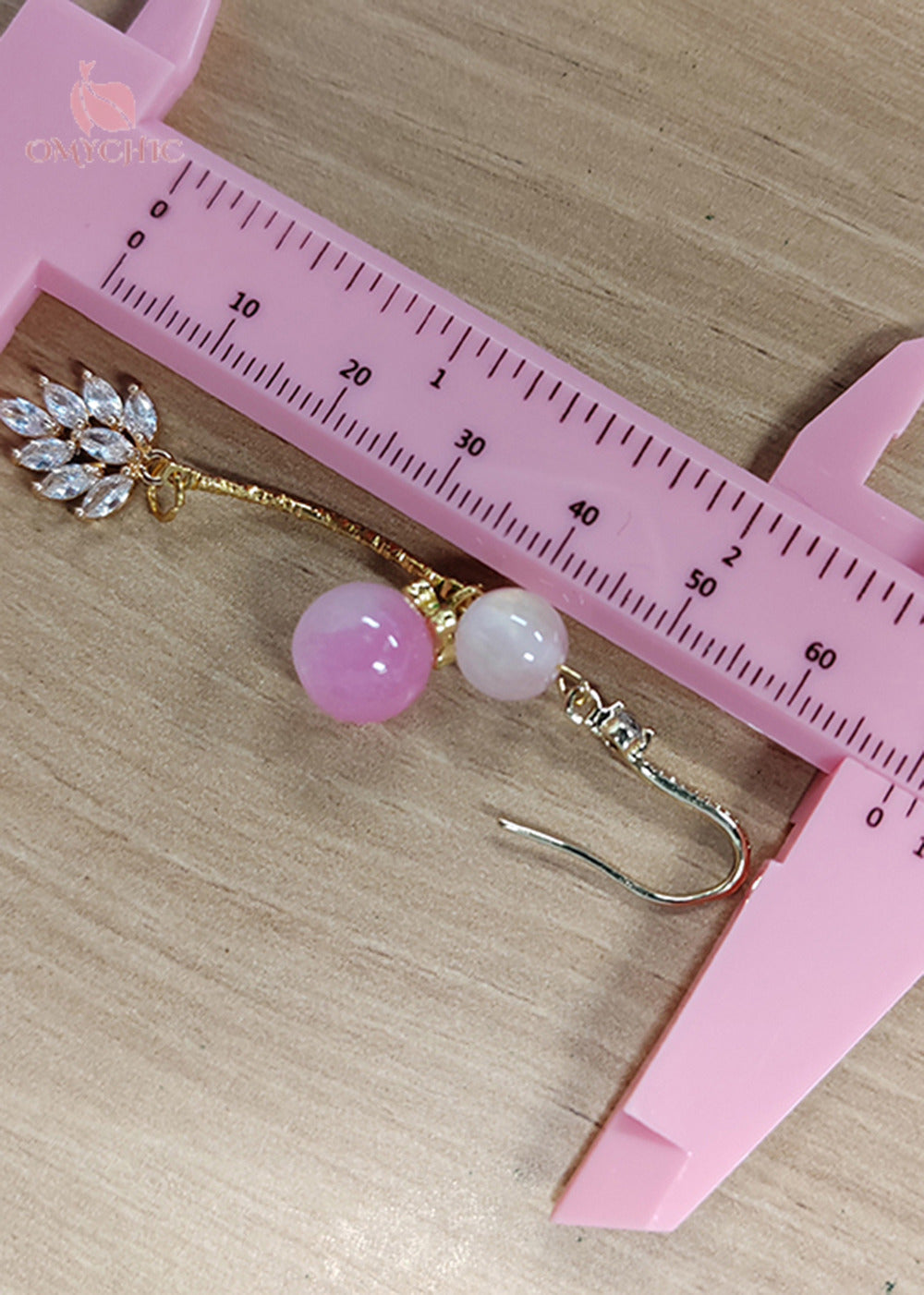 Handmade Pink Zircon Long Tasseled Drop Earrings