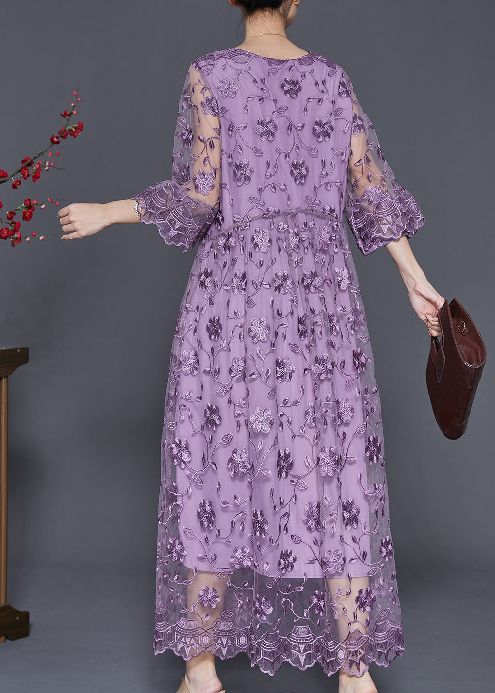 Handmade Purple Embroidered Tulle Dress Bracelet Sleeve