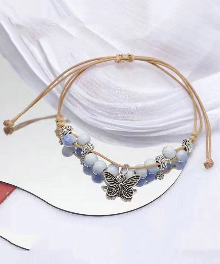 Handmade Purple Weave Ceramic Beading Charm Bracelet