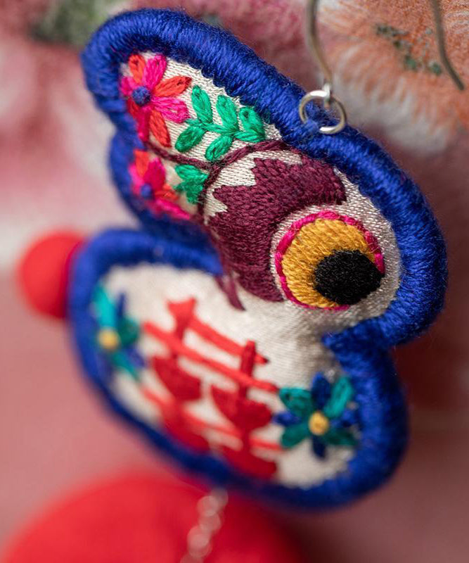 Handmade Rainbow Embroidery Little Rabbit Stud Earrings