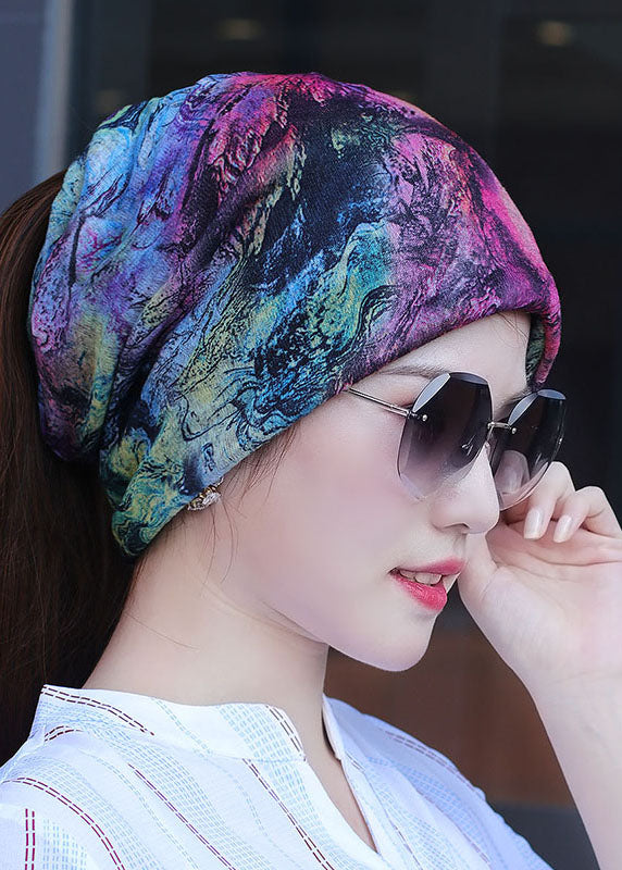 Handmade Rainbow Print Knitted Cotton Thread Bonnie Hat