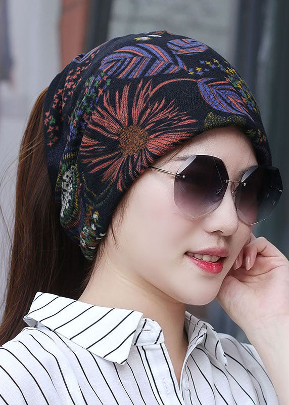 Handmade Rainbow Print Knitted Cotton Thread Bonnie Hat