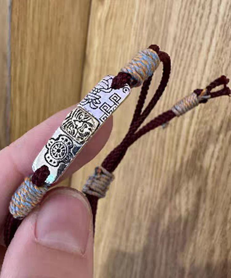 Handmade Red 925 Silver Weave Pull Up Charm Bracelet