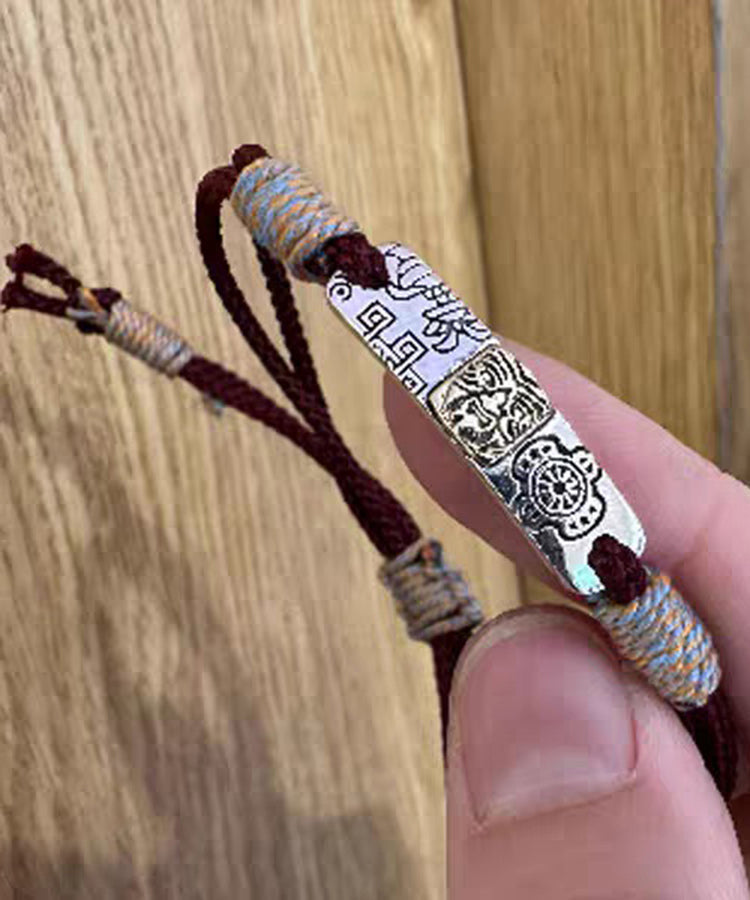 Handmade Red 925 Silver Weave Pull Up Charm Bracelet