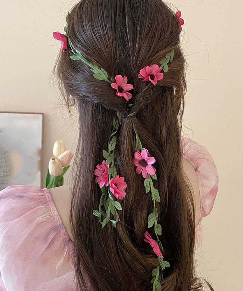 Handmade Red Daisy Floral Rattan Weavin Headband