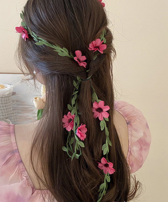 Handmade Red Daisy Floral Rattan Weavin Headband