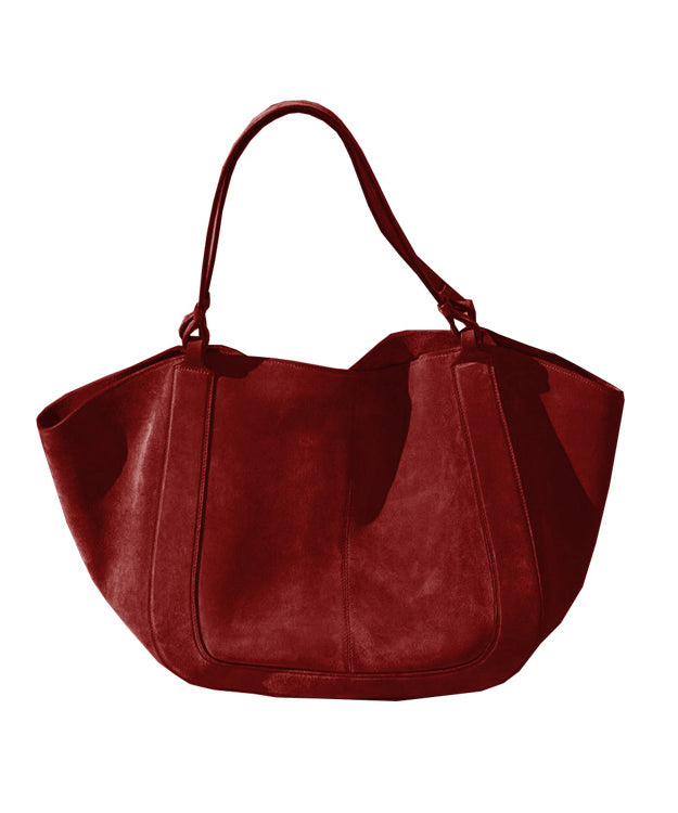Handmade Red Large Capacity Faux Leather Tote Handbag