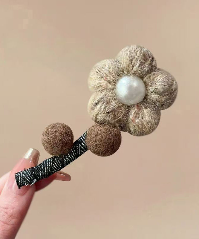 Handmade Resin Fuzzy Fur Fluffy Floral Hairpin