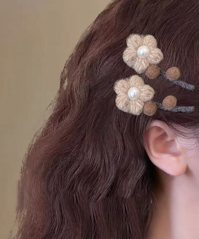 Handmade Resin Fuzzy Fur Fluffy Floral Hairpin