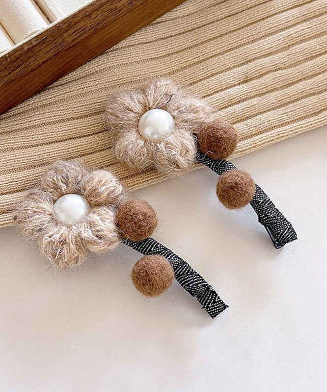 Handmade Resin Fuzzy Fur Fluffy Floral Hairpin