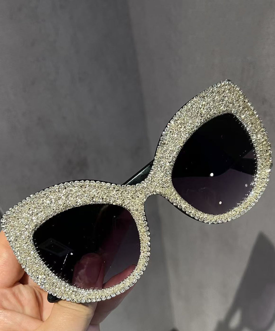 Handmade Sexy Cat Eye Gold Diamond Studded Sunglasses