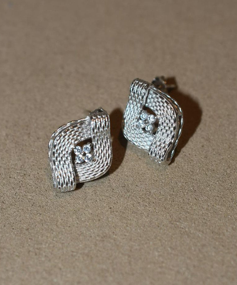 Handmade Silk Alloy Weave Zircon Drop Earrings