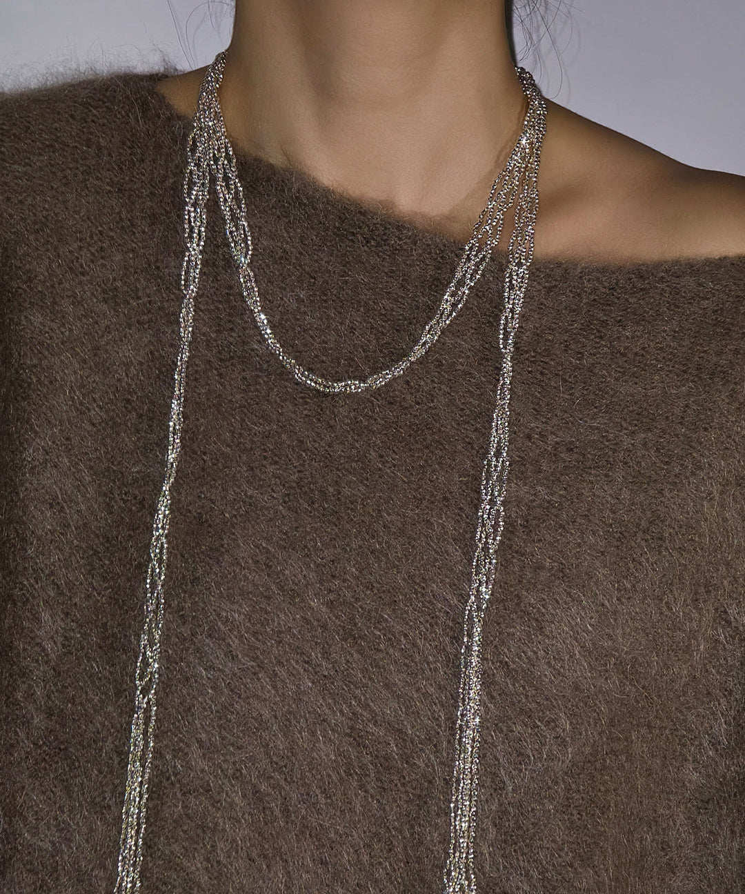 Handmade Silk Mletal Double-Layer Weave Tassel Gratuated Bead Necklace